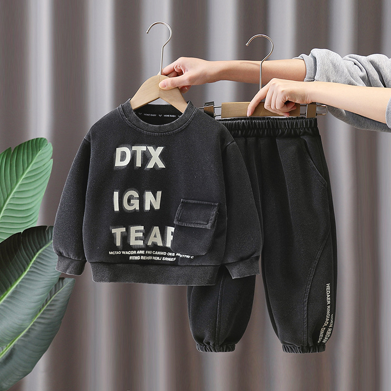 7675 traje de primavera para niños 2025 nuevo estilo estilo occidental ropa de celebridades de Internet para niños estilo primavera y otoño suéter coreano de dos piezas