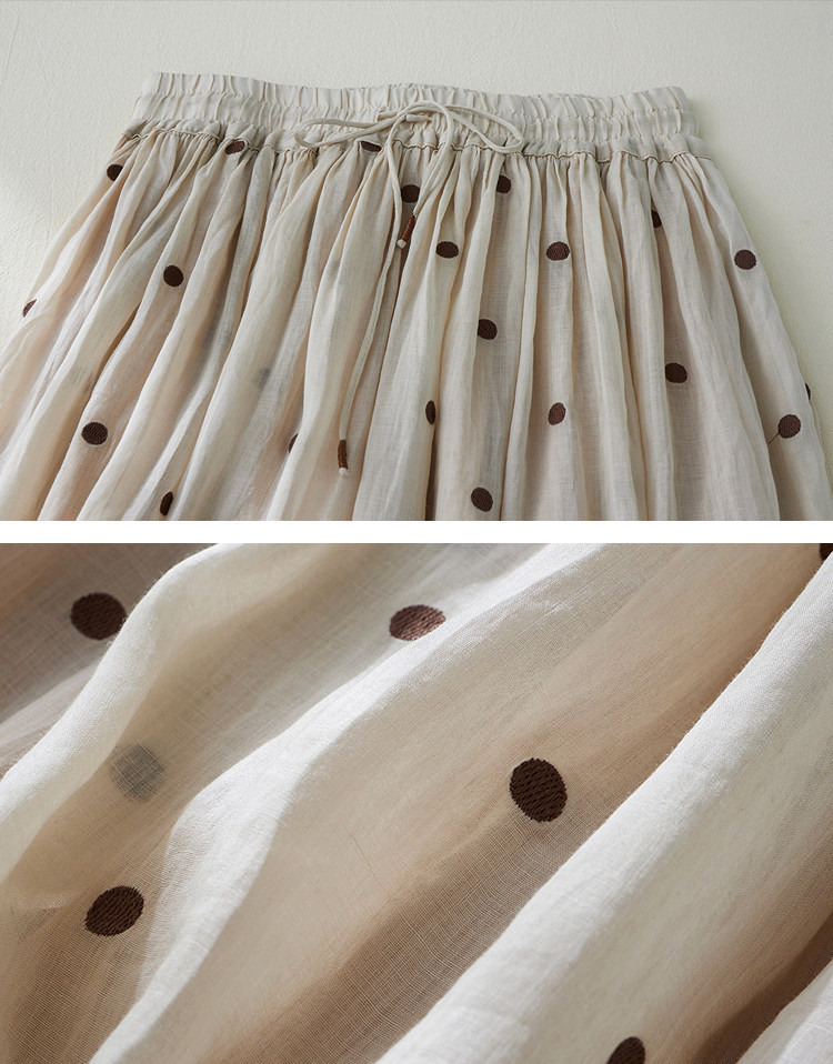 Chân váy xếp ly dáng chữ A cạp cao cotton hai lớp kiểu Nhật — Xanh lông mòng đen chi tiết 5
