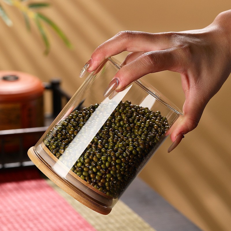 Tarro de almacenamiento de vidrio de borosilicato alto, tarro para granos, aperitivos y té, tarro sellado para dulces y granos de café, tarro de almacenamiento para granos de café.