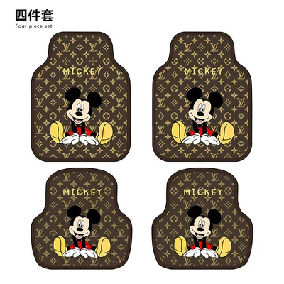 passenger seats, single-piece carpet style, universal, Car Carpet - happy-mickey-four-piece-set-front-x2-back-x2-diatomite