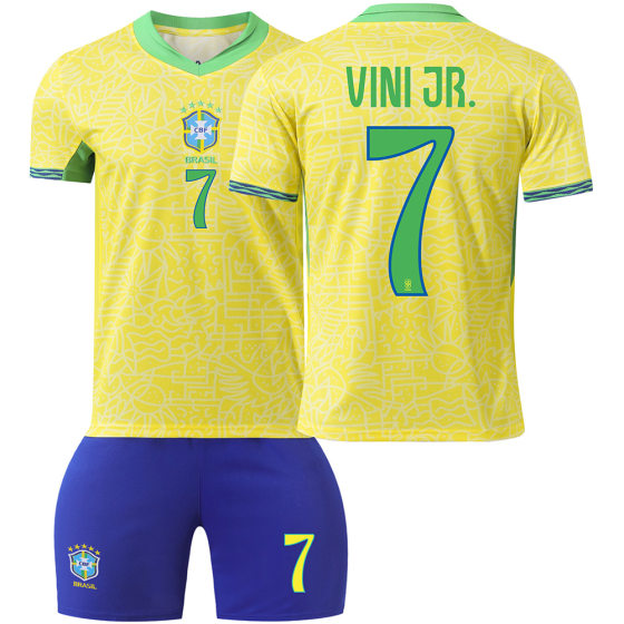 2425 Brazil Football Suit No.10 Neymar 7 Vinicus 9 Charlison Adult Children's Jersey Set Cross Border