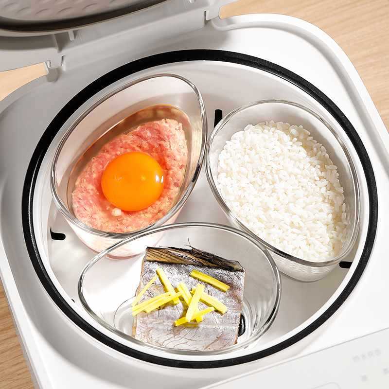 Boiled Steamed Egg Bowl, Stewed with Lid, Baby Food Bowl, Steamed Vegetable Glass Bowl, Small Egg Custard, Kidsren's Egg Maker, Steamed Egg Without