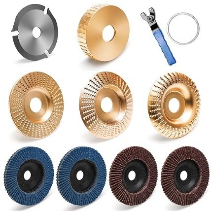 9件角磨机木质雕刻盘套装,风速角磨机雕刻盘套装包括 木形磨盘