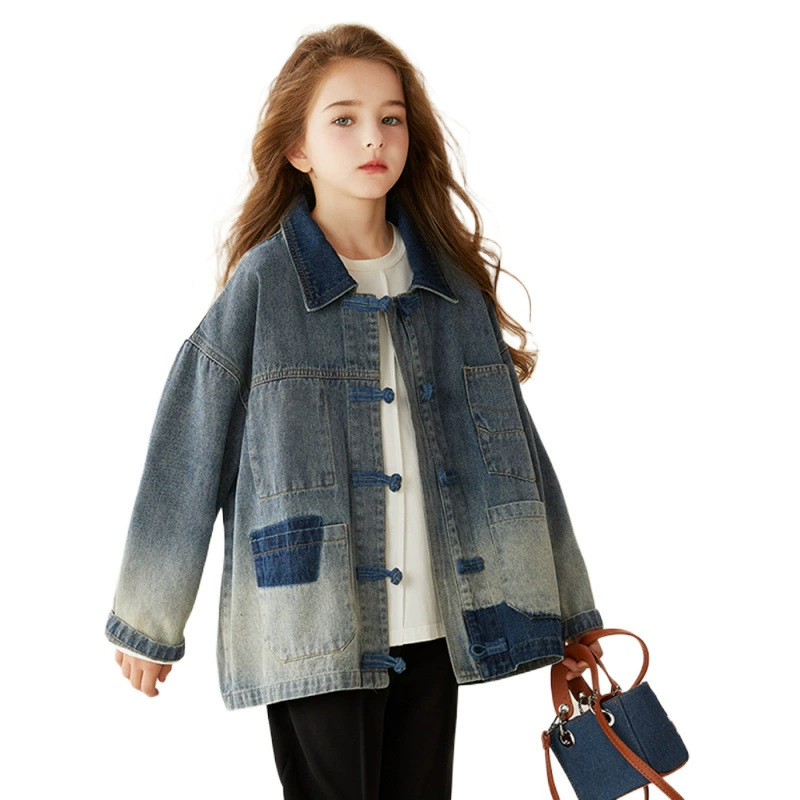 Denim autumn jacket, children's clothing, gradient, for teenagers