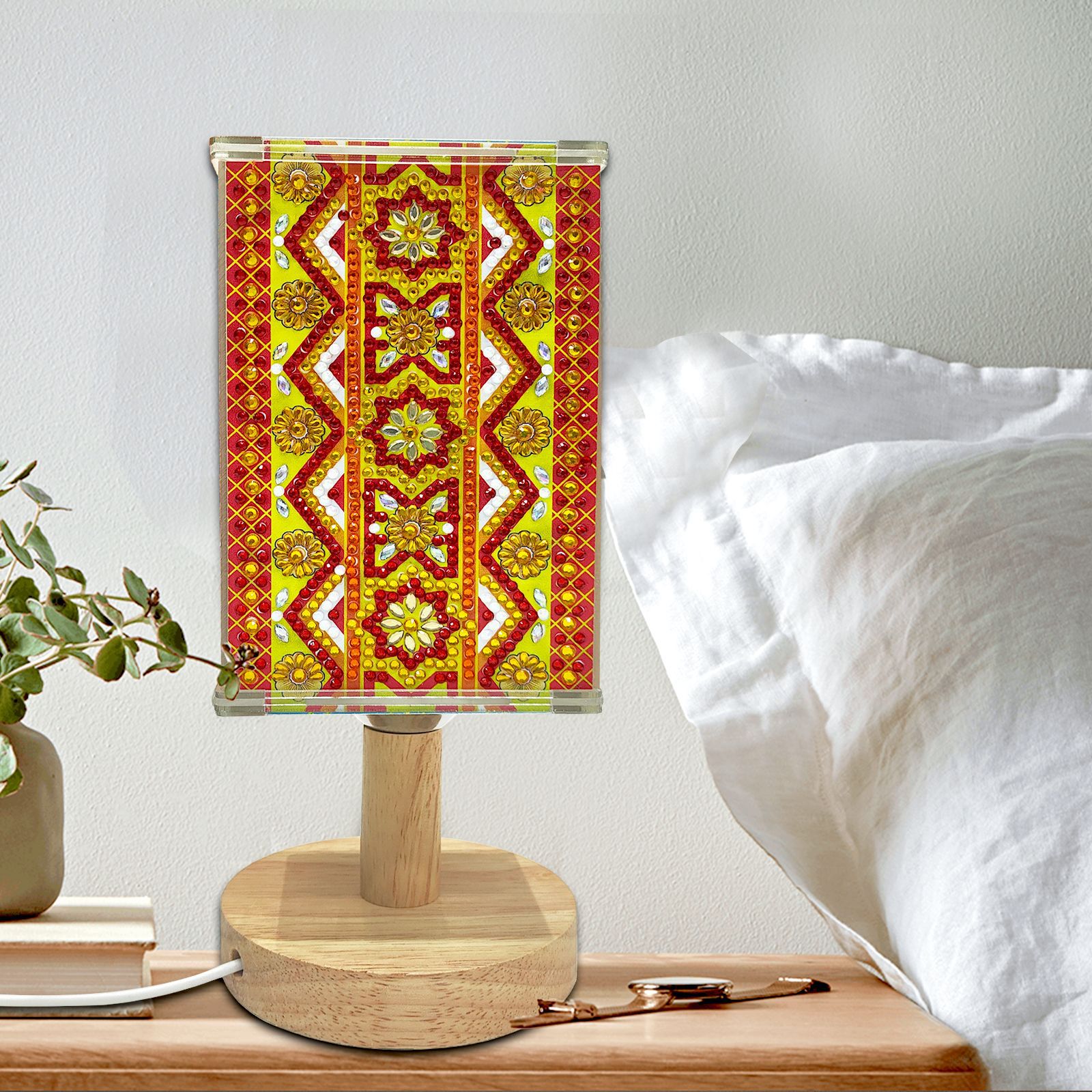 Pintura de diamantes perimetral hecha a mano lámpara de escritorio DIY transfronteriza pintura de diamantes de venta caliente decoración creativa Mandala