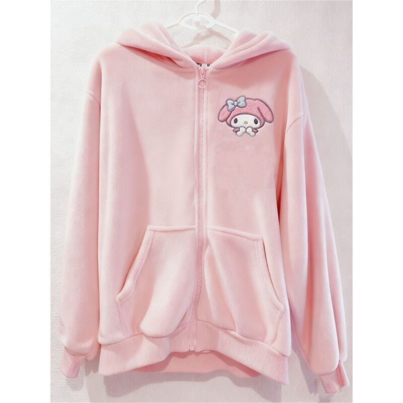 Japanese-Style Cute and Soft My Melody Rabbit Ear Embroidered Hooded Jacket, Pink and Sweet Girly Long-Sleeve Jacket for Spring Japanese-Style Cute and Soft My Melody Rabbit Ear Embroidered Hooded Jacket, Pink and Sweet Girly Long-Sleeve Jacket for Spring