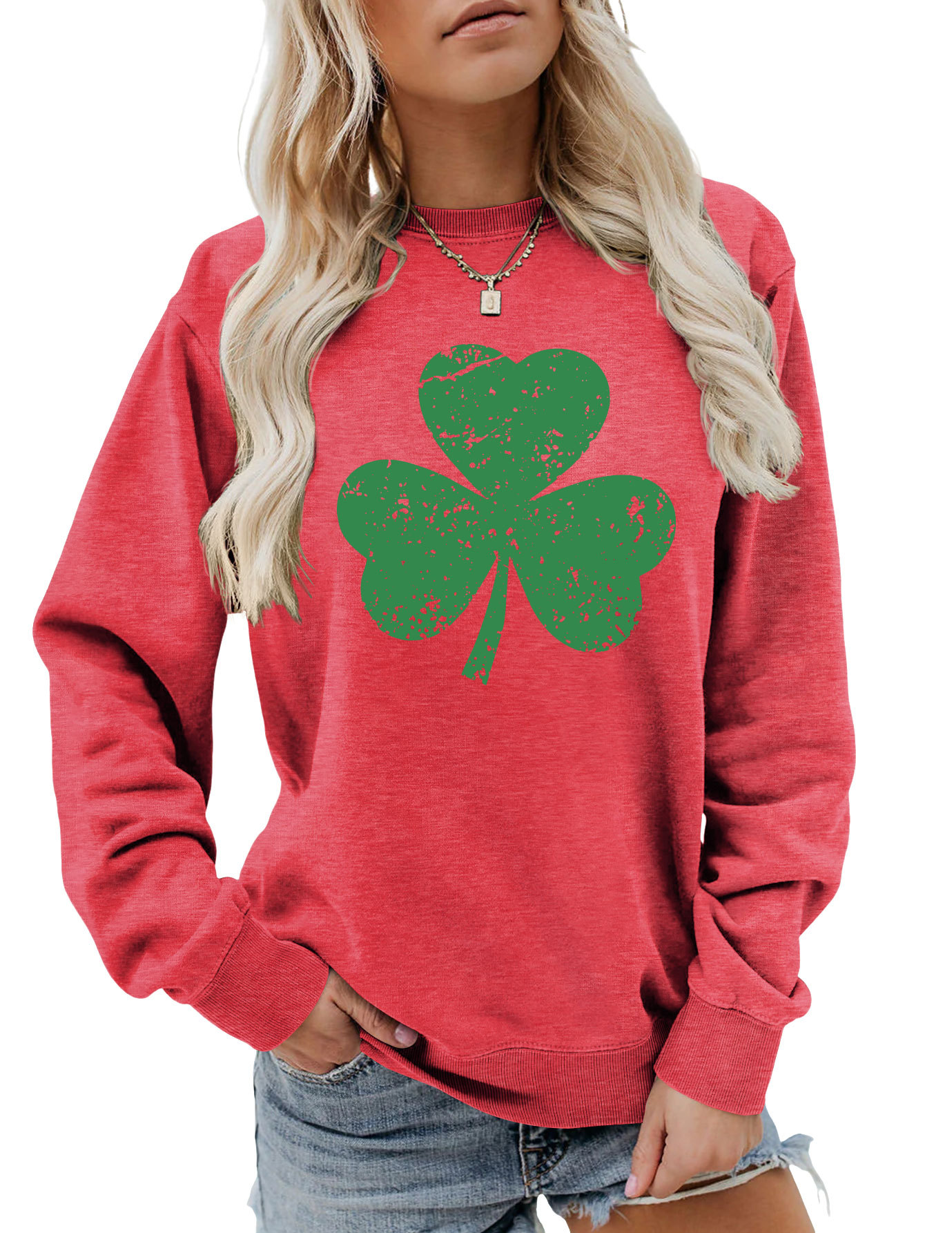 Women's Hoodies Long Sleeve Printing Preppy Style Streetwear Shamrock display picture 18