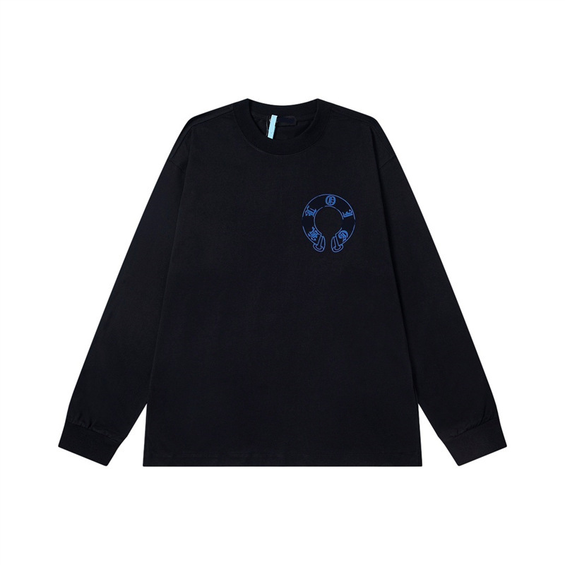 High Version Crochet Ch New 25Ss Horseshoe Back Sanskrit Scroll Print Sweatshirt Long Sleeve Versatile Unisex