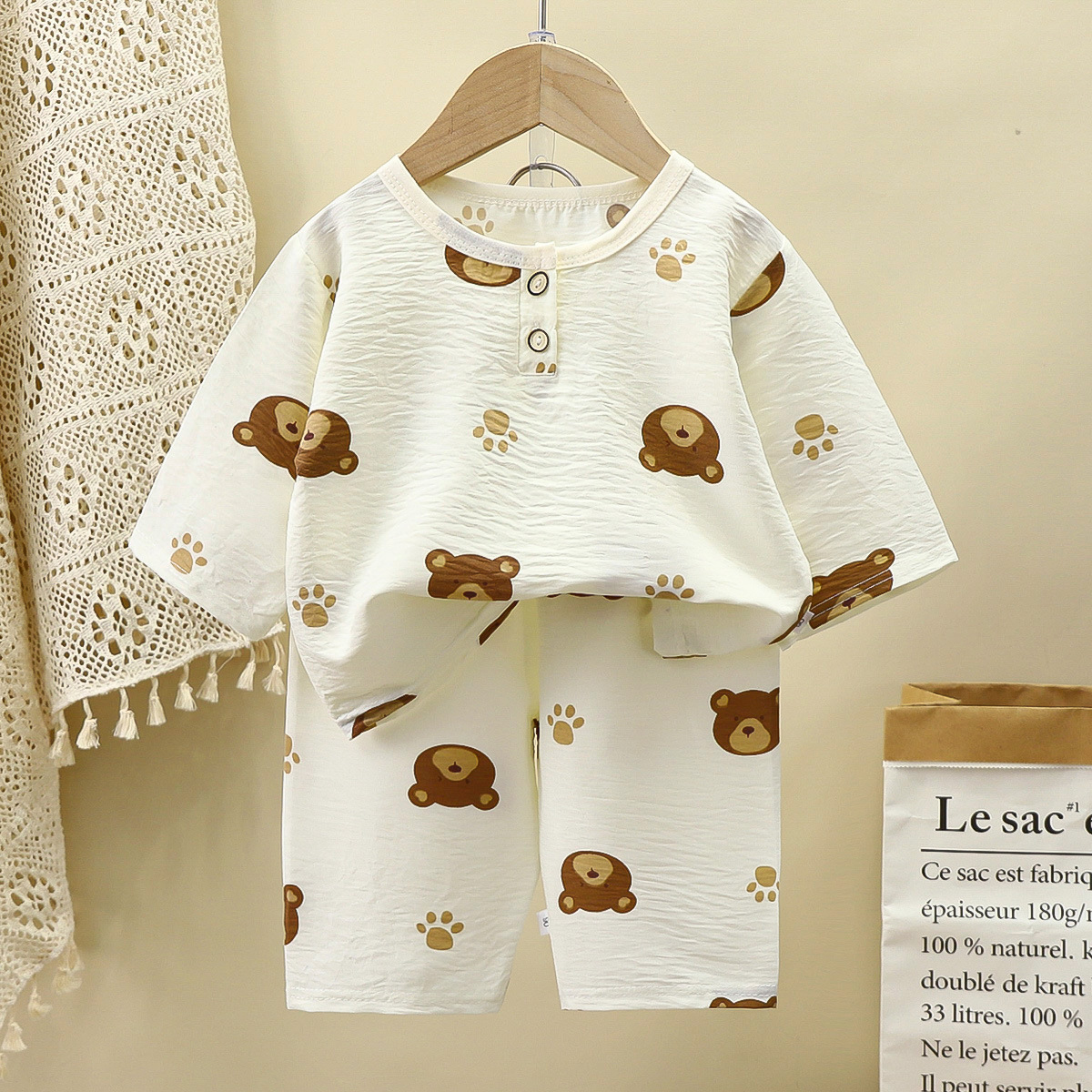 Ropa de hogar de verano para niños Pijamas finos para niños Ropa de aire acondicionado para niños pequeños Traje de manga coreana informal para niñas