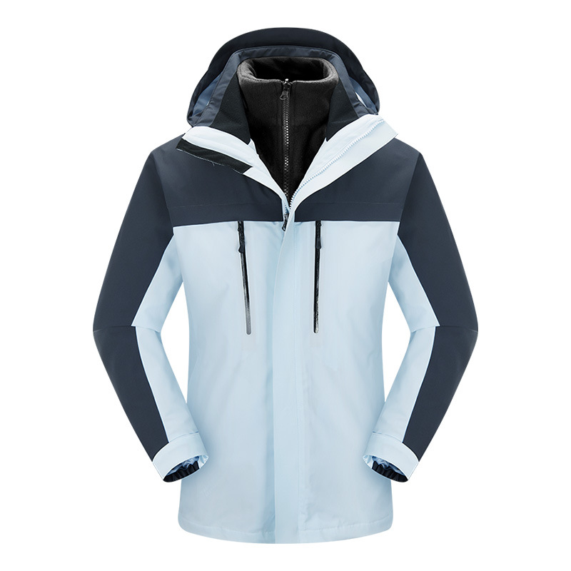 3 - en - 1 traje de asalto desmontable a prueba de viento dos piezas juego de ropa de trabajo de terciopelo casual capa de impresión LOGO para hombres