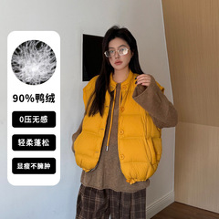 平湖霜林2025秋冬90白鸭绒羽绒马甲女中长款圆领背心外套冬季款