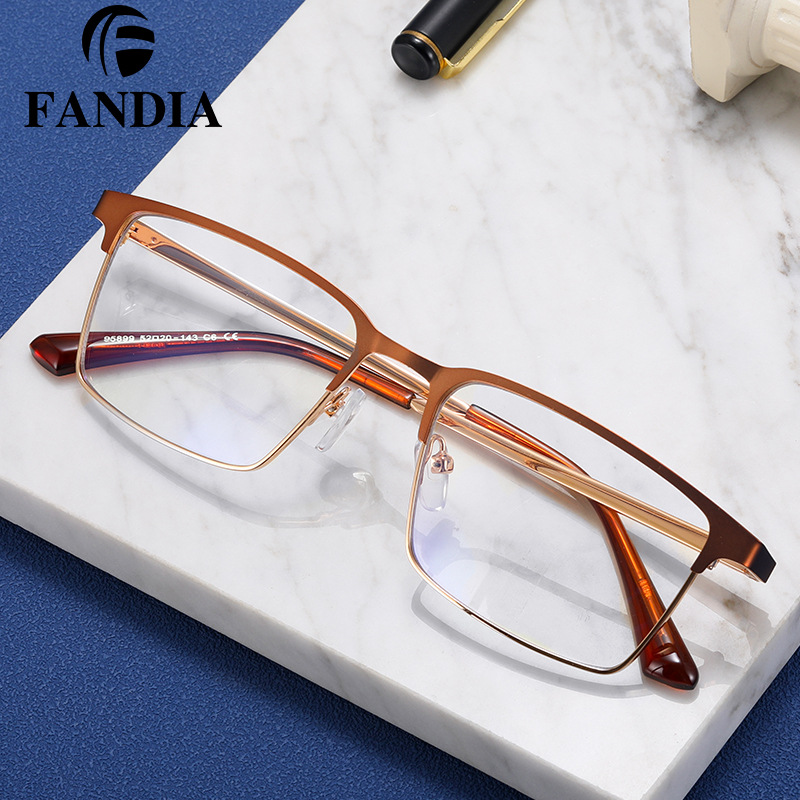 95899 de Europa y América de los nuevos hombres de negocios anti-azul espejo plano TR90 primavera espejo de la pierna de metal gafas ópticas gafas