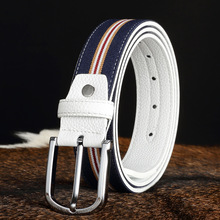 男士真皮帆布腰带3.4CM宽针扣百搭休闲裤带高尔夫休闲韩版皮带男