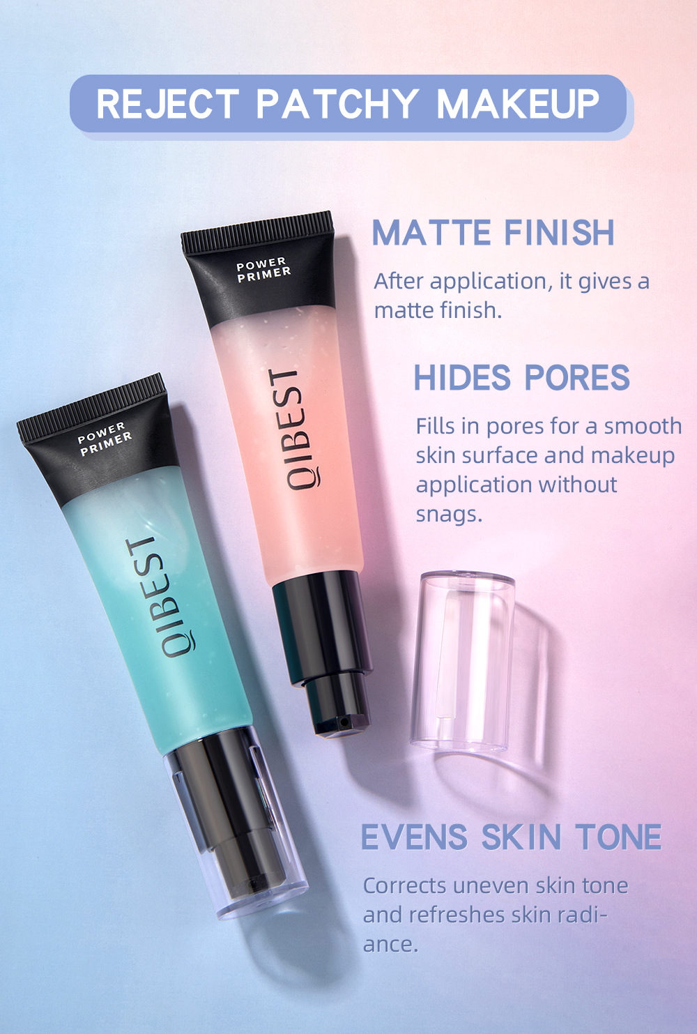 QiBest Pre-Makeup Gel Moisturizing Pore-Invisible Base Gel Pre-Makeup Base Cream Pre-Makeup Gel Cross-border Application Scenario