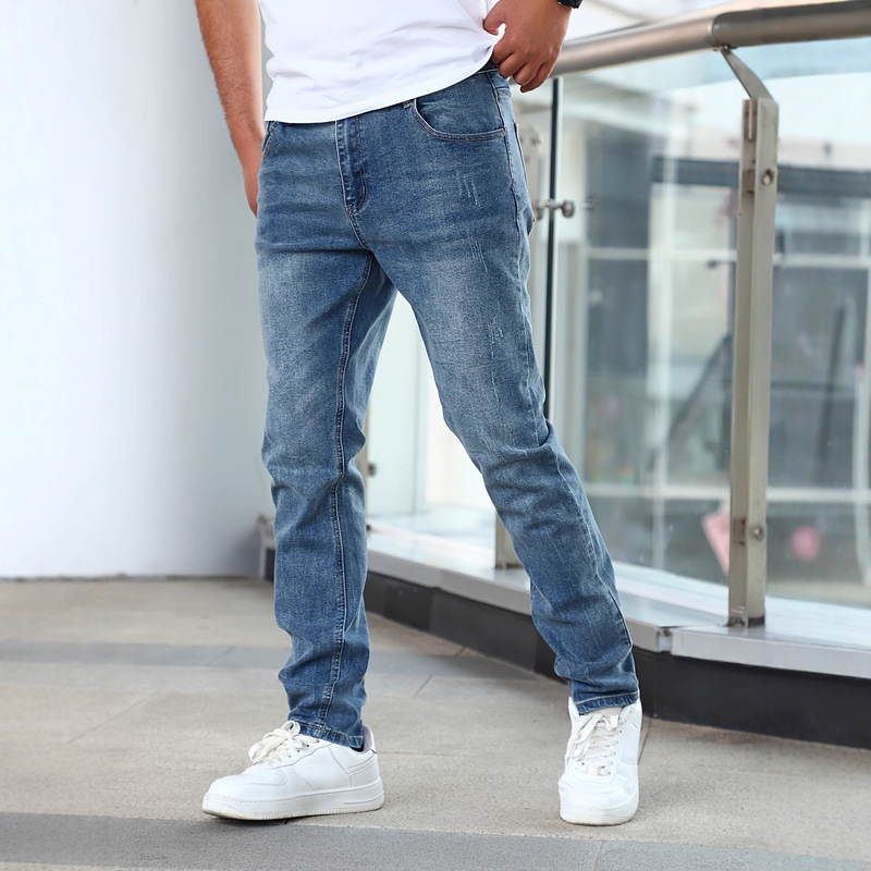 Men's Stretch Denim Skinny Jeans, Multi-Technique Slimming Blue Men's Pants, Suitable for All Seasons, in Stock Men's Stretch Denim Skinny Jeans, Multi-Technique Slimming Blue Men's Pants, Suitable for All Seasons, in Stock