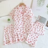 Lapel leopard print red heart three-piece set--Z