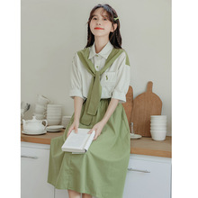 工厂直销夏季新款初中高中学生仙女超仙森系半身长裙子两件套装