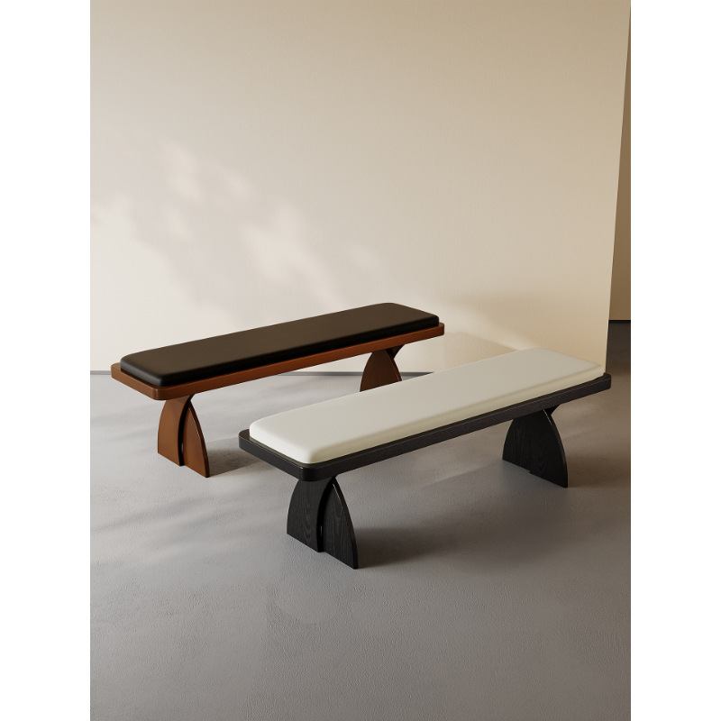 Bancos de madera maciza estilo medieval dormitorio casero taburete de cambio de zapatos diseñador de vestuario de descanso taburete de cola de cama