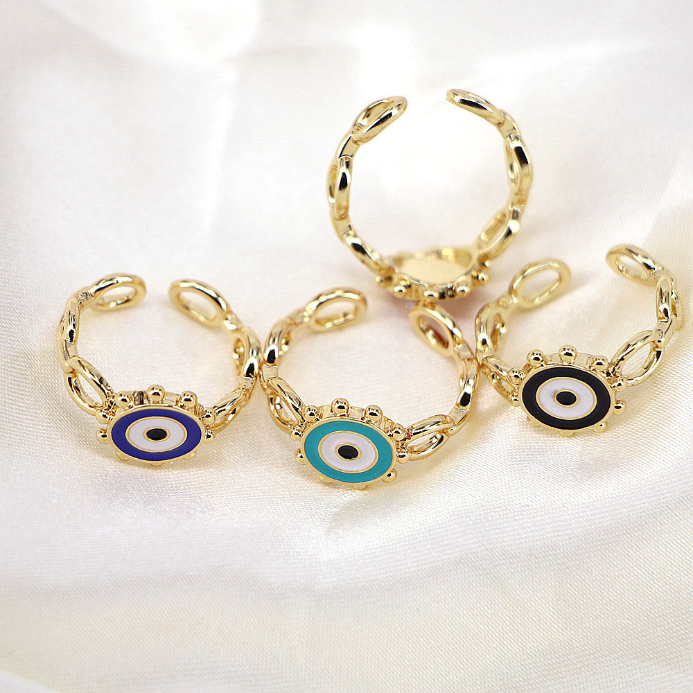 creative Turkish devilu0027s eye ring female color drop oil enamel copper ring
