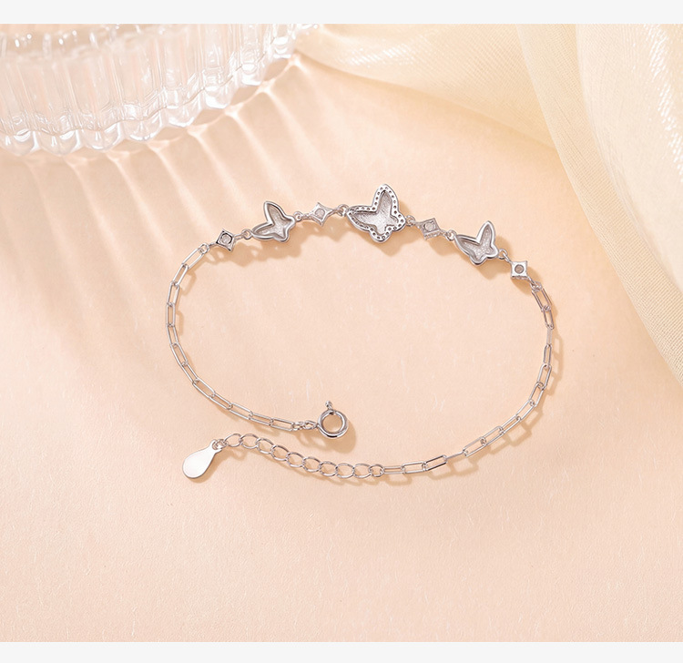 Lắc tay nữ bạc S925 mạ vàng hình bướm phong cách tối giản — Bạc chi tiết 6