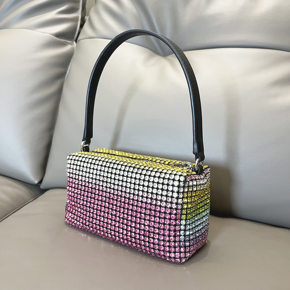 Rhinestone Top Handle Bag Sparkling Crystal Mini Shoulder Purse_voghion.com