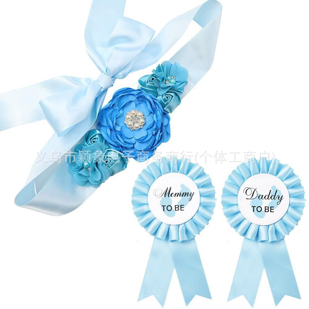 Baby Shower Expectant Mother Belt Daddy to Be Badge Corsage Baby Shower Set Decoration