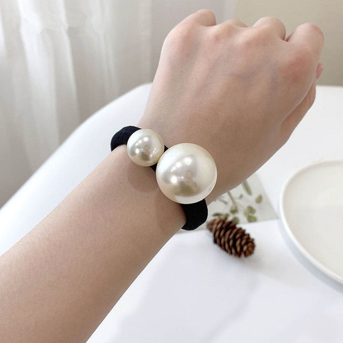 Fashionable and simple rubber band Korean style hair rope women's small fragrant pearl large intestine hair ring head flower versatile commuting accessories