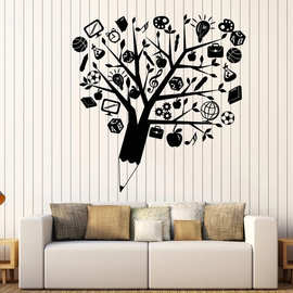 Tree 铅笔树苹果骰子齿轮灯泡贴纸花wall decor跨境亚马逊DW11846