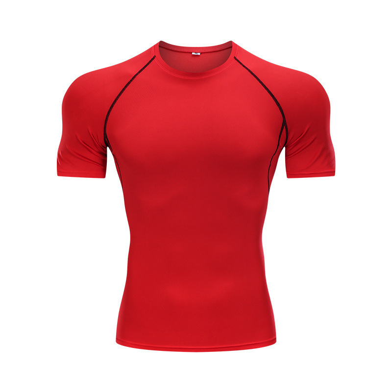 Short-Sleeved Quick-Drying Sports T-Shirt Running Base Layer Gym Men's Breathable Sweat-Wicking Elastic Breathable Quick-Drying Casual