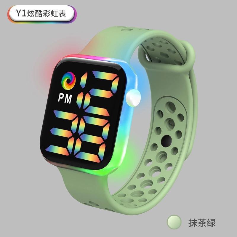 2021 nuevo reloj electrónico LED Y1 banda de arco iris fresco impermeable digital deportes moda pareja adulto reloj LED