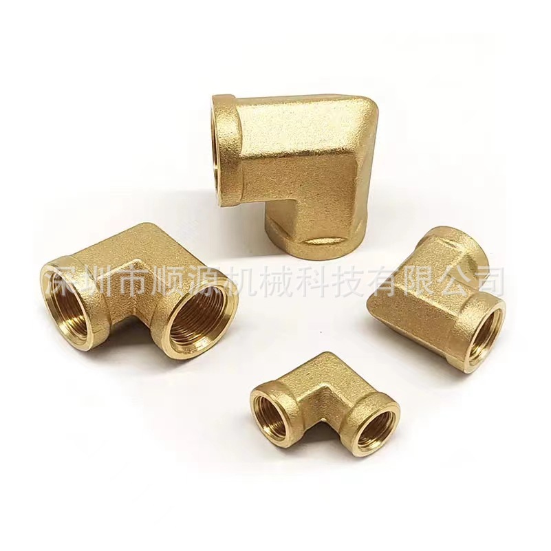 重型工业级1/2NPT双内丝黄铜方块直角弯头 美标铜弯头 直角弯头