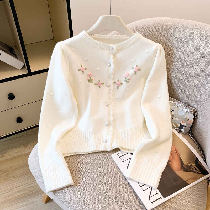 Soft and cozy blue sweater, suitable for wearing as an outer layer or paired with a knitted top, women's stylish short cardigan jacket for autumn, 2026 new model