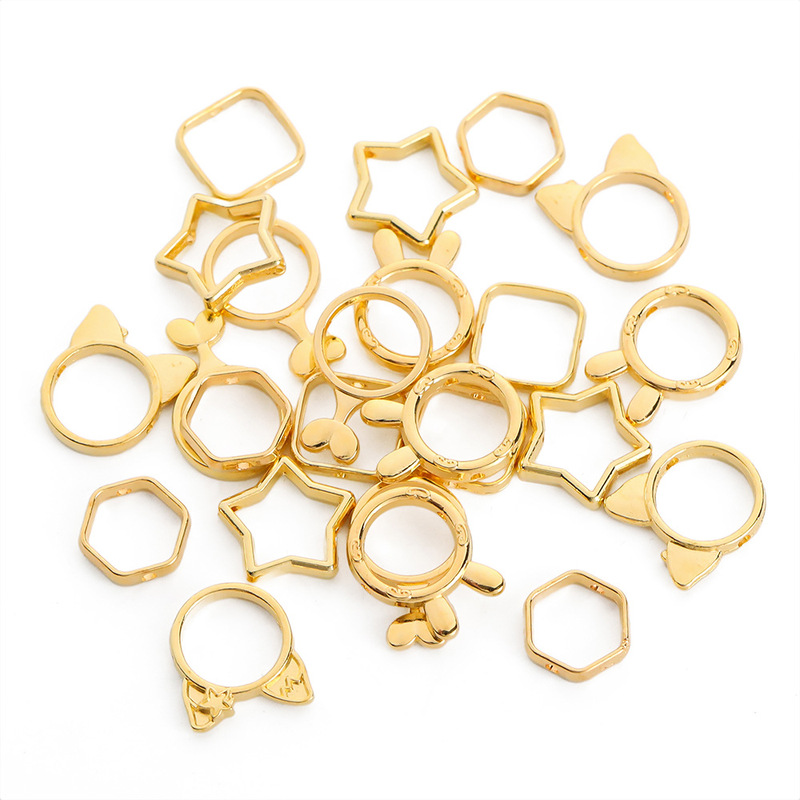 double hole ring set bead frame pearl ring diy accessories pearl ring cute rabbit beaded alloy bead ring perforated