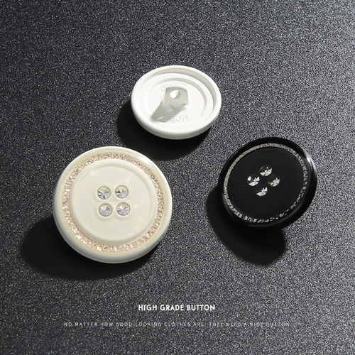 Black suit coat buttons for men and women, cashmere coat buttons, high-end metal and diamond-studded buttons for outerwear, white.