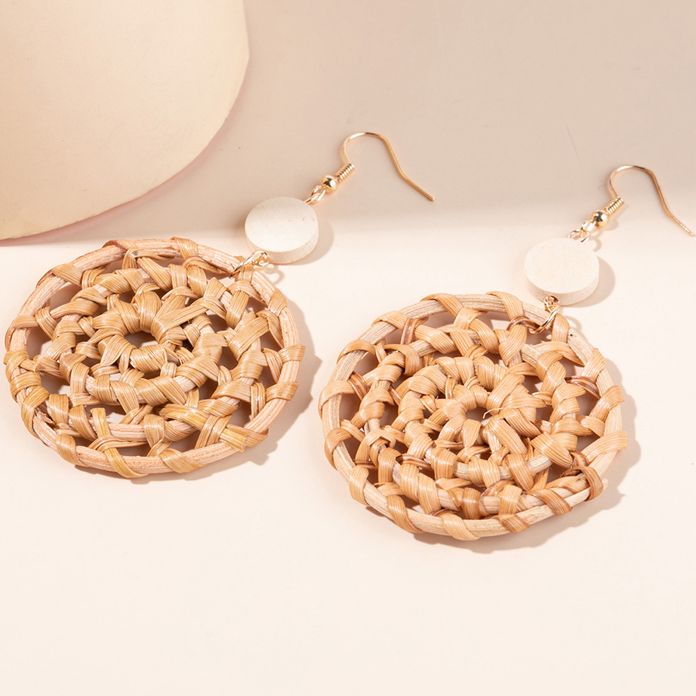 1 Pair Fashion Flower Rattan Handmade Women's Drop Earrings display picture 23