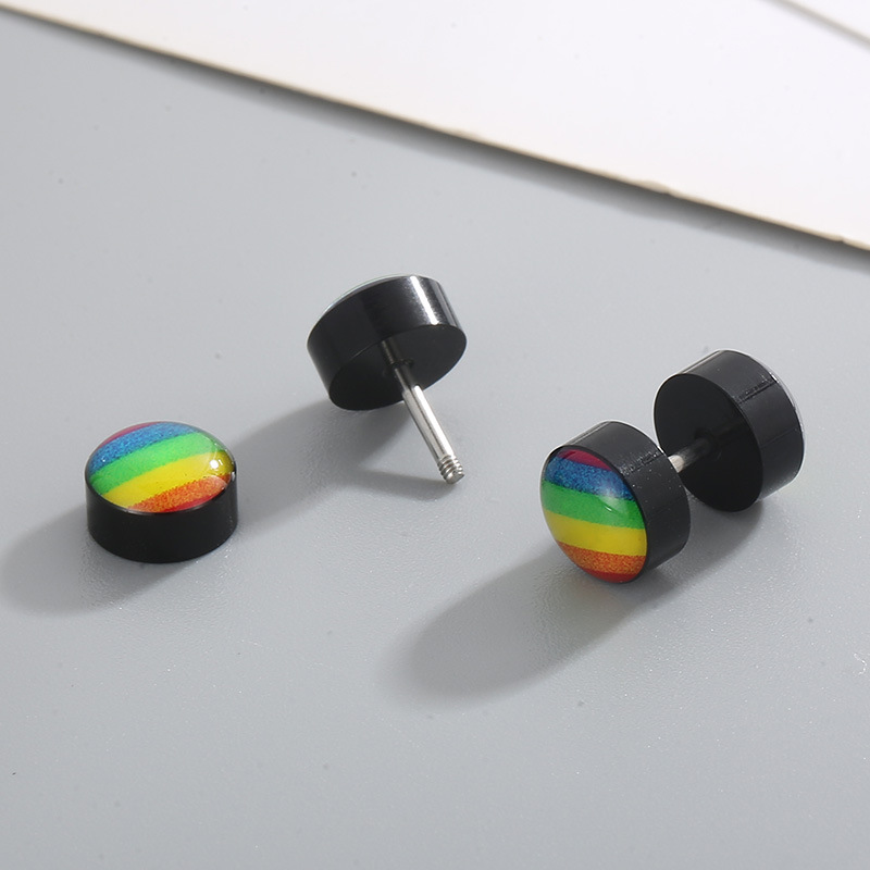 1 Pair Streetwear Geometric Plating Titanium Steel Ear Studs display picture 2