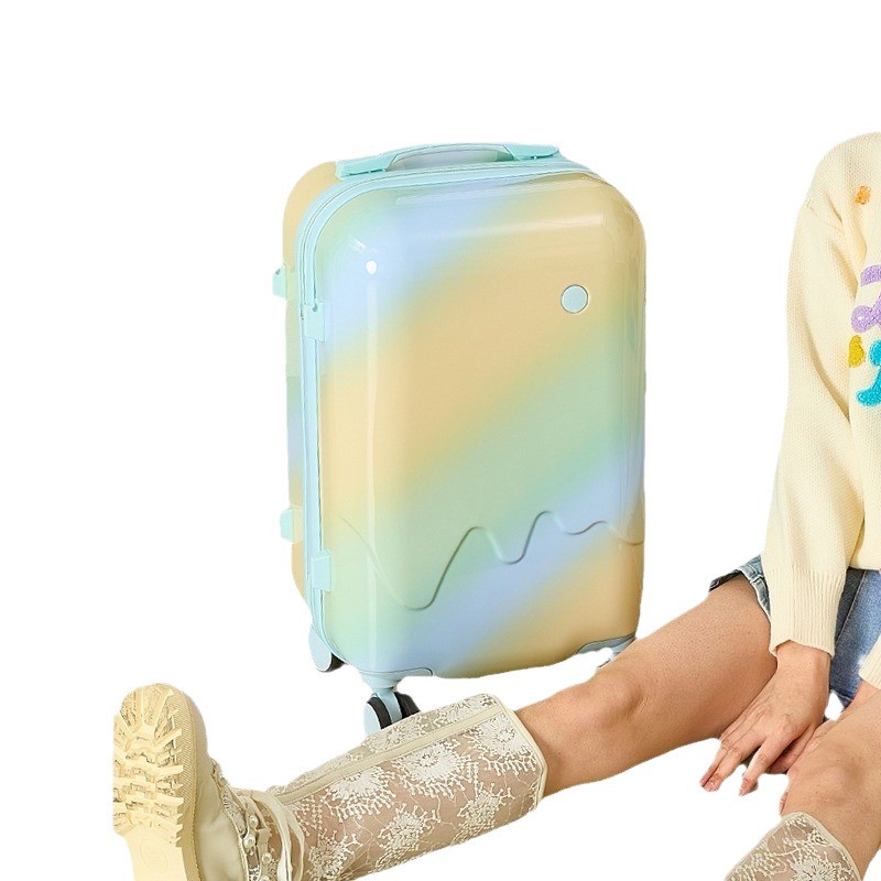 [Lote] 2025 equipaje de alto valor, helado degradado, maleta con barra de ruedas, ligero y duradero, viaje de 20 pulgadas