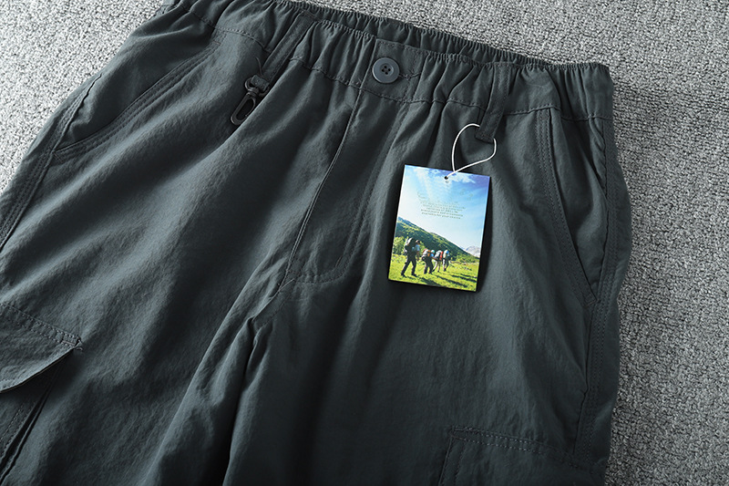 Spring and Summer Men's Outdoor Thin and Loose Workwear Casual Pants with Elastic Waist and Multiple Pockets, Straight Leg Pants_voghion.com