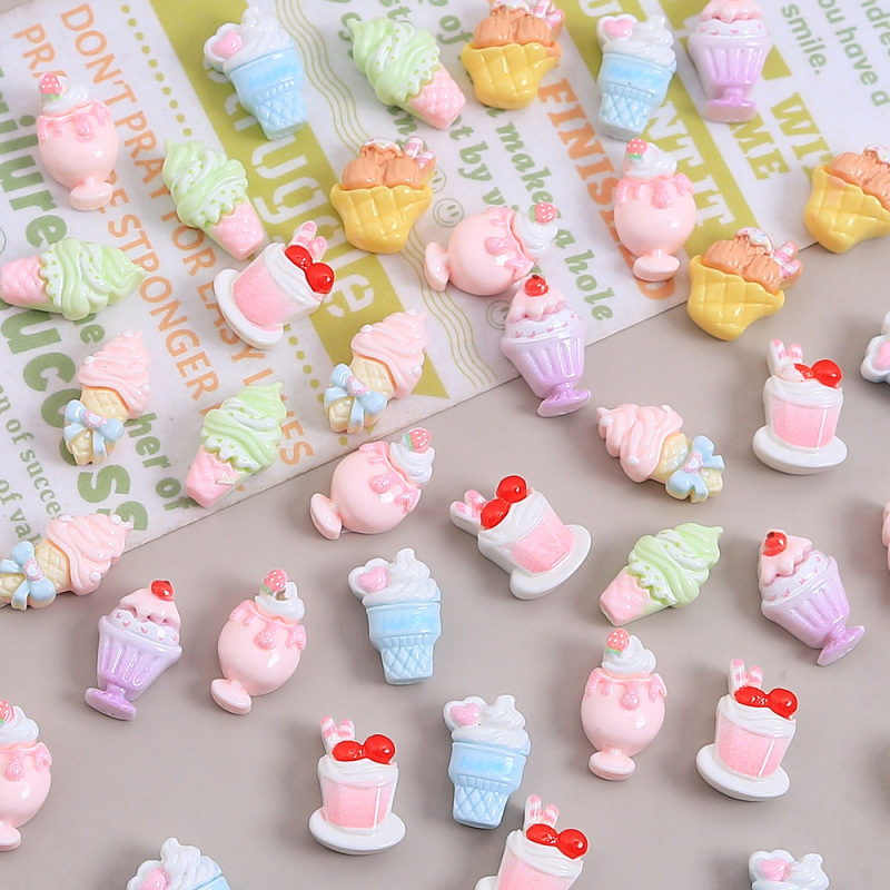 漫画ミニアイスクリーム食品おもちゃバスケット diy クリーム接着剤樹脂小物アクセサリーホール靴バックルジュエリー材料卸売|undefined