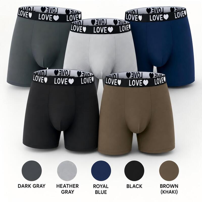 Foreign trade European size cross-border men's boxer briefs with long waistband, letter-shaped heart design, foreign trade Amazon manufacturer wholesale Foreign trade European size cross-border men's boxer briefs with long waistband, letter-shaped heart design, foreign trade Amazon manufacturer wholesale