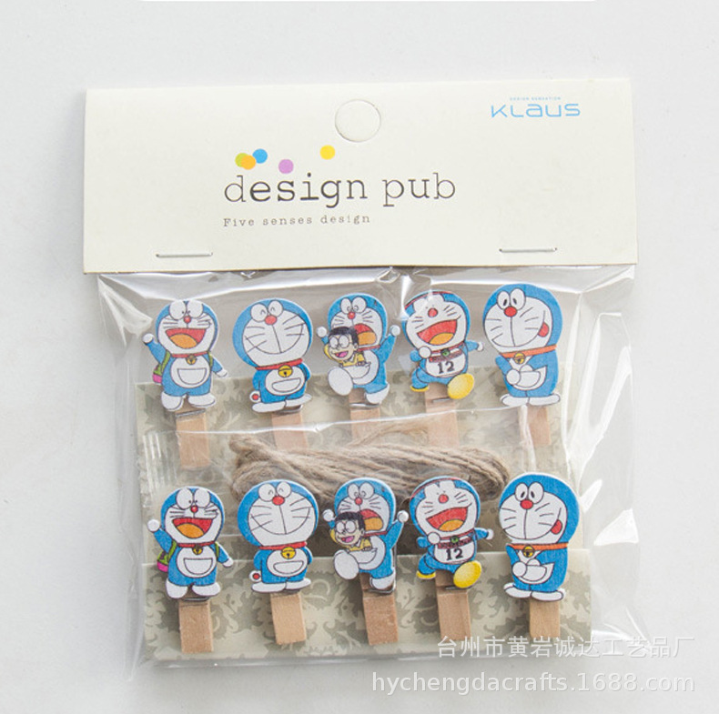 만화 딩당 고양이 모양의 가정용 사진 벽걸이용 클립, 차/꽃집 카드/메모용 나무 소형 클립