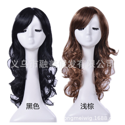Foreign trade European and American wigs for fashionable women, gradient golden long curly hair cosplay wigs, black to burgundy wigs