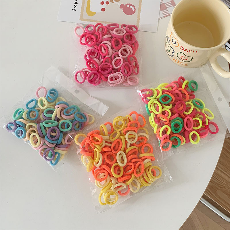 黑色发圈头绳2cm小号拇指圈儿童彩色毛巾圈无接缝皮筋高弹力发