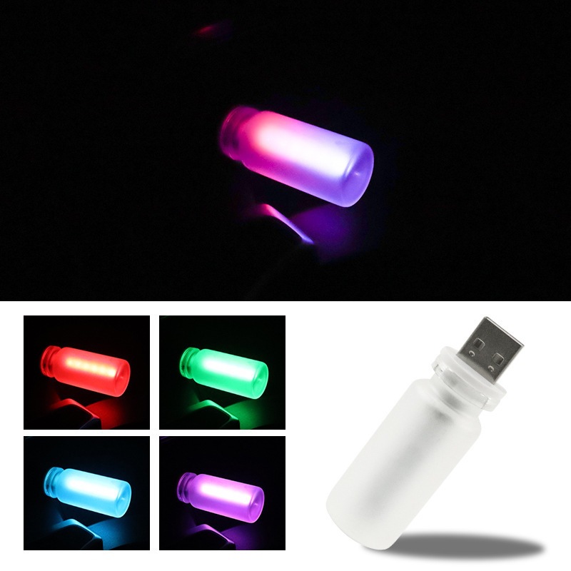 Luz de noche USB colorido esmerilado transparente de siete colores de automóviles de luz de atmósfera de inducción de luz transfronteriza