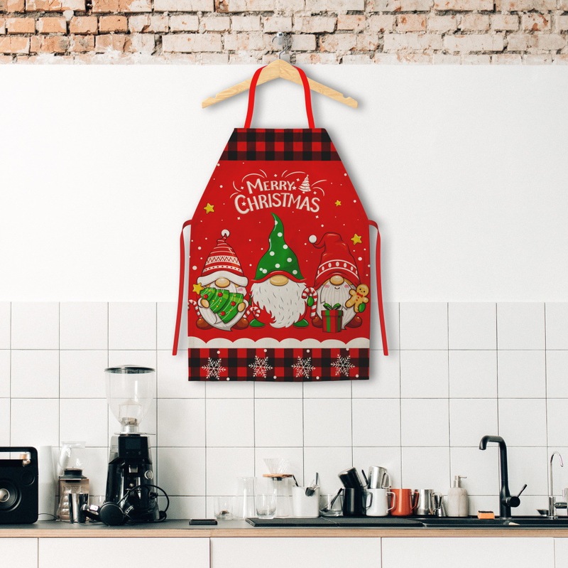 アマゾンの新しいクリスマスエプロングリーン奇サンタクロースの家庭用キッチンエプロンクリスマス用品卸売り|undefined