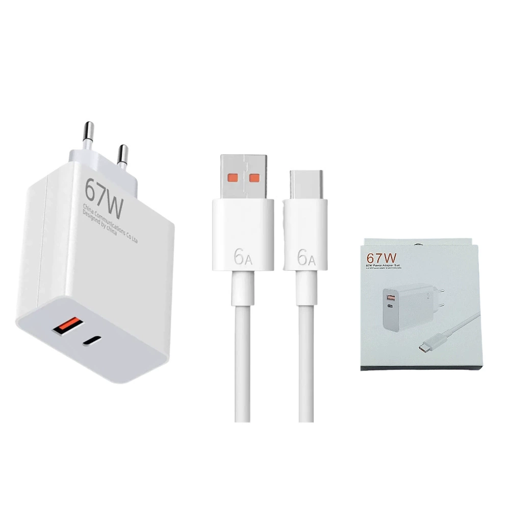 Зарядное устройство (Xiaomi) 120W / 67W европейская вилка, USB‑C PD два порта, кабели 1–2 м