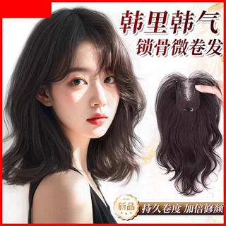 不用发网假发片女头顶蓬松卷发遮白发高颅顶自然前额八字刘海假发