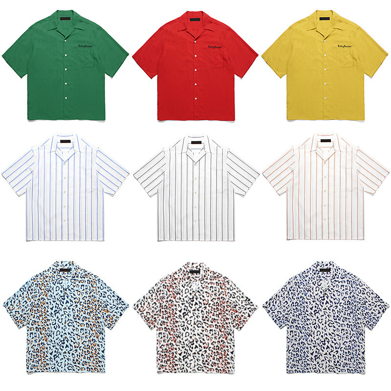 Wholesale Wacko Maria 25Ss Retro Leopard Print Striped Hawaiian Beach Short Sleeve Flower Shirt Men and Women Loose Wholesale Wacko Maria 25Ss Retro Leopard Print Striped Hawaiian Beach Short Sleeve Flower Shirt Men and Women Loose