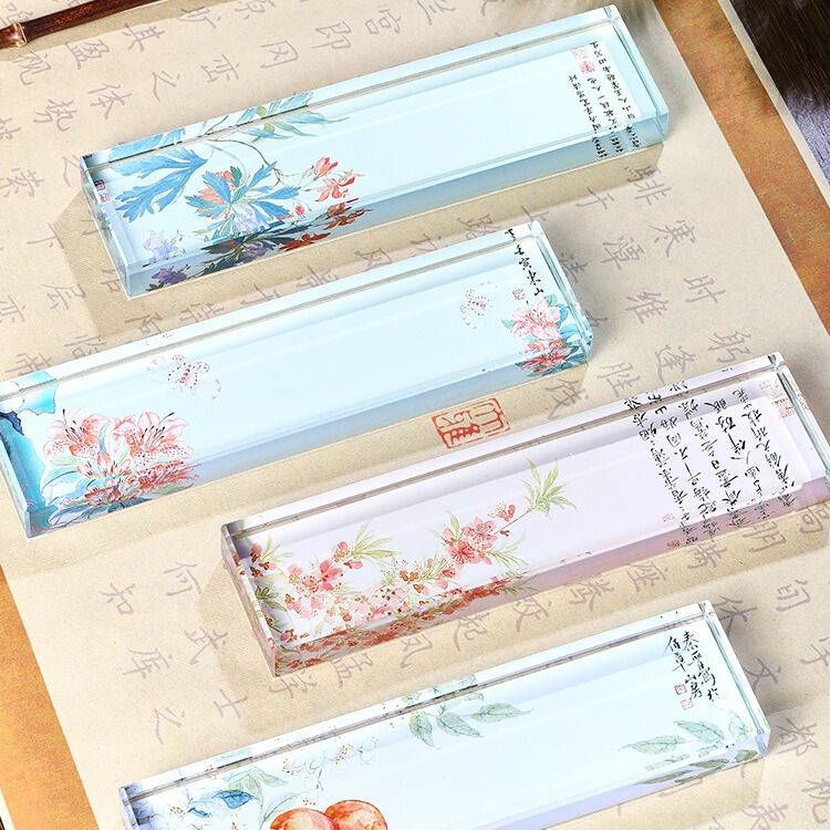 Calligraphy and Writing Supplies: 20cm Paperweight, Brush Holder, Straight Ruler, Inkstone, Four Treasures of the Study