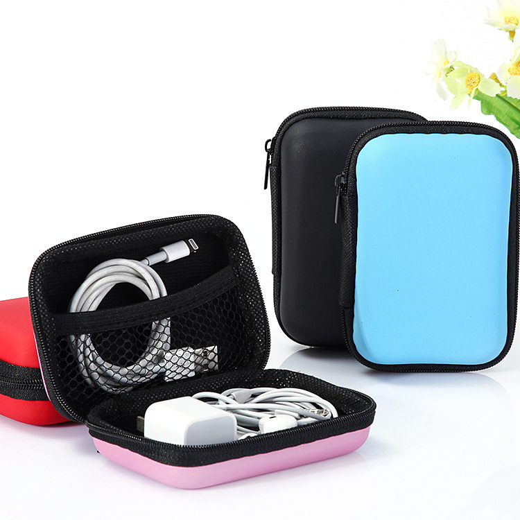 Cute Portable Data Cable Storage Bag, Mobile Phone Cable and Earphone Storage Box, Organizer Bag, Coin Zipper Bag
